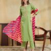 Embroidered Straight Kurta with Pant & Dupatta - Image 5